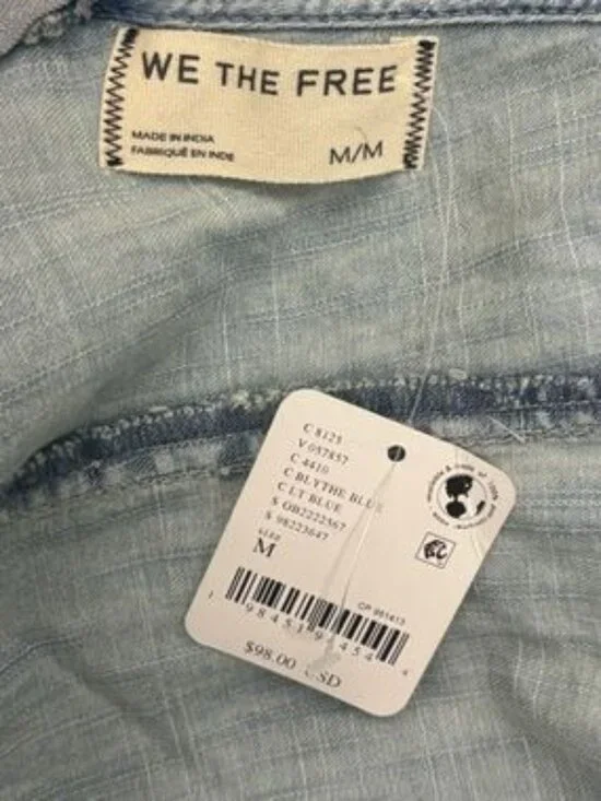 FP We The Free Mia Denim Playsuit Romper 100% cotton NWT Size M - Picture 8 of 10